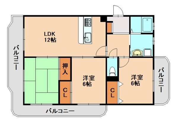 グランデージ空港南の物件間取画像